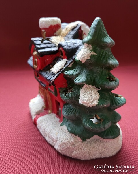 Karácsonyi kőporcelán mécsestartó házikó ház dekoráció mécses falu