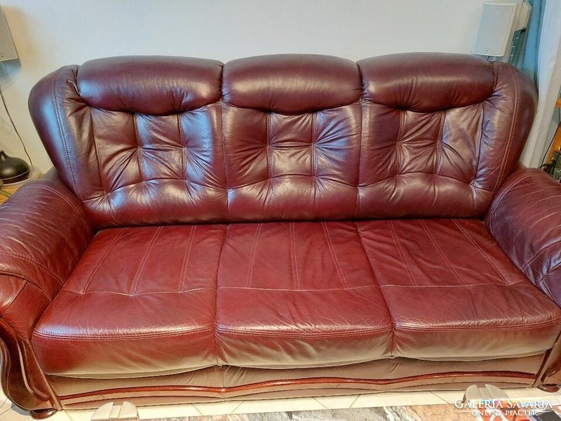 3+1+1 Sectional burgundy leather sofa set