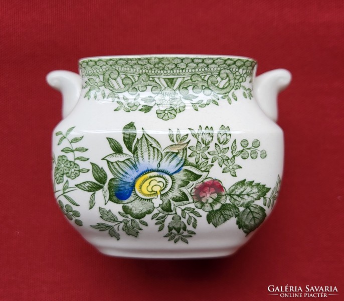 Enoch Wedgwood angol zöld porcelán cukortató virág mintával