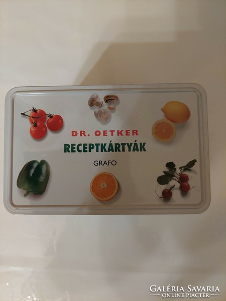 Dr. Oetker receptkártyák fémdoboz/pléhdoboz/bádogdoboz tárolódoboz (Akár INGYENES szállítással!)