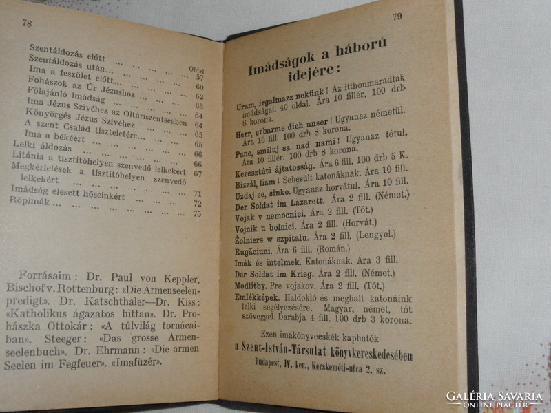 Reviczky Aladár C. M. : Imafüzet Elesett Hőseinkért ( 1915 )