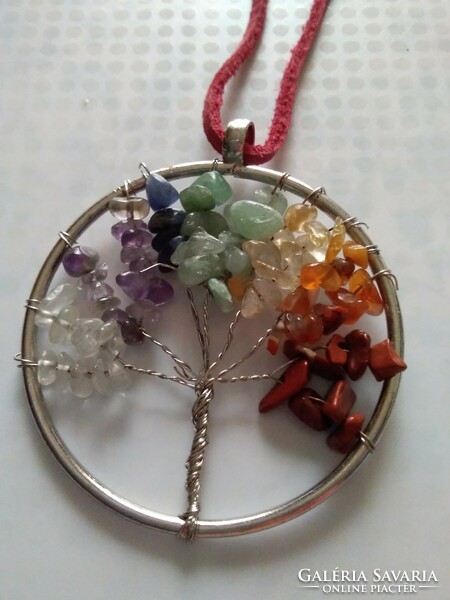 Nice showy tree of life pendant with mineral stones