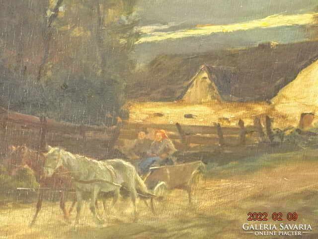 Pállya Carolus (1875-1948): on a horse-drawn carriage (large oil painting!!!)