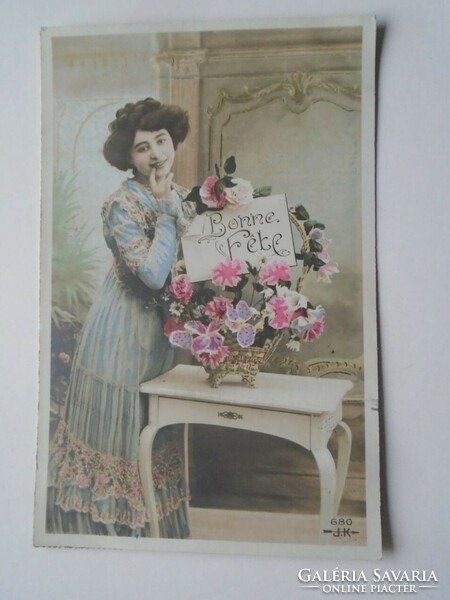 D201778 Hölgy virágokkal   1909   Lemonnier  Paris