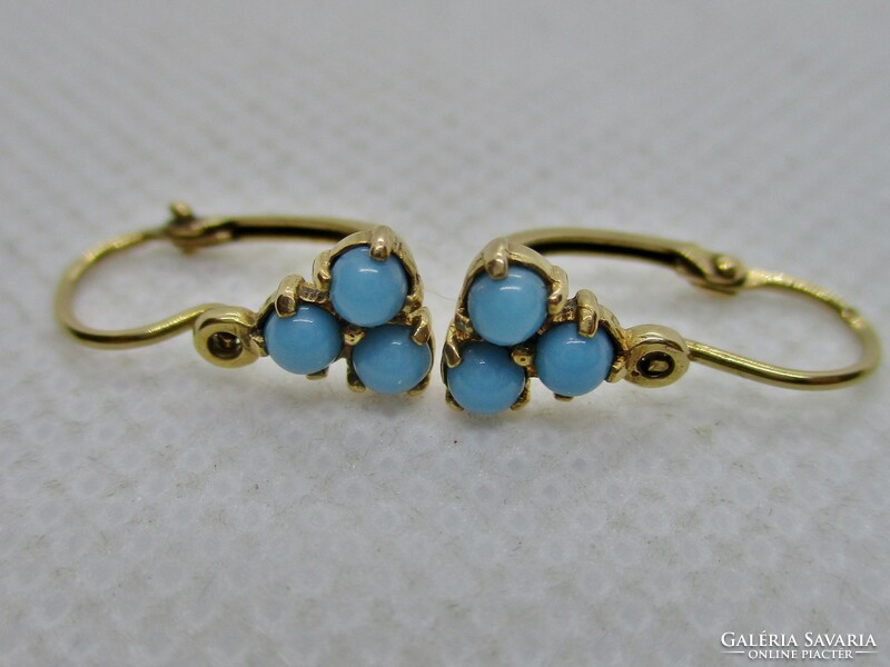 Nice old 14kt gold earrings with turquoise stones