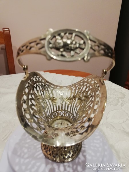 Basket with silver handles!!