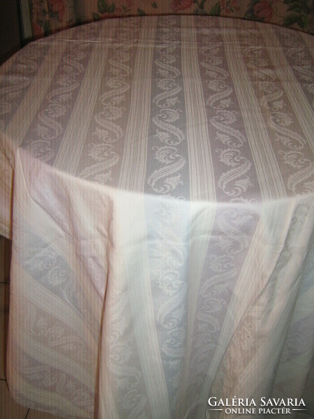 Damask tablecloth with baroque leaf pattern in antique pastel shades