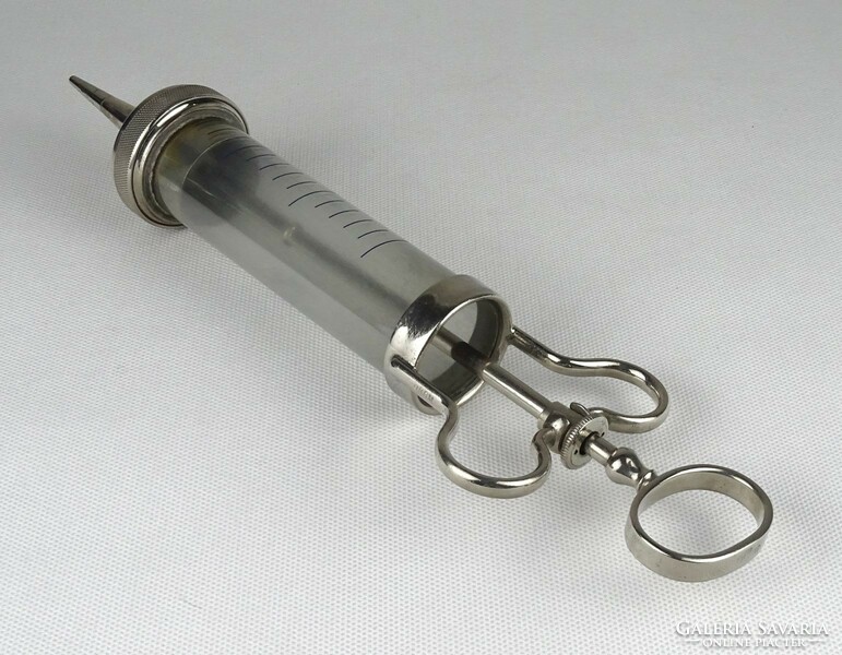 1Q739 antique large glass medical syringe 75cc