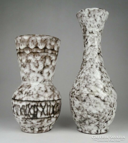 1Q628 pair of retro white glazed ceramic vases