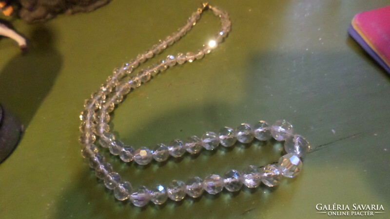 56 Cm, aurora borealis light, crystal pearl necklace.