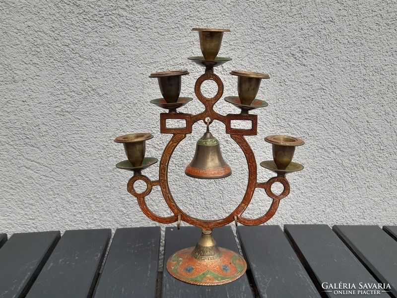 Copper 5 branch candlestick