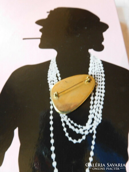 Mother of pearl mosaic vintage brooch