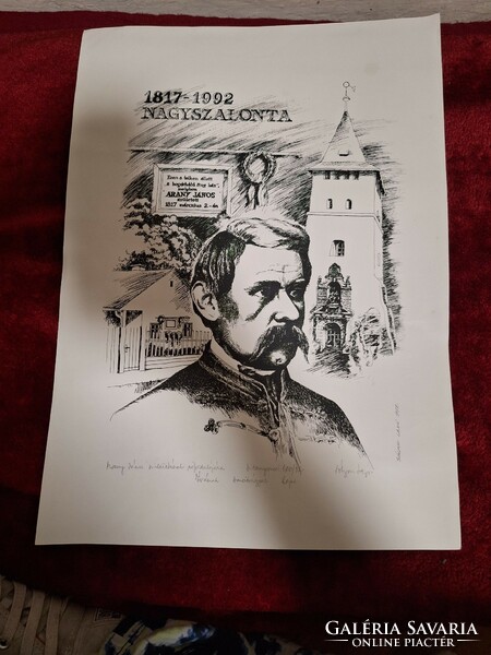 Louis Sólyom: 100/32 screen print for the anniversary of the birth of János Arány
