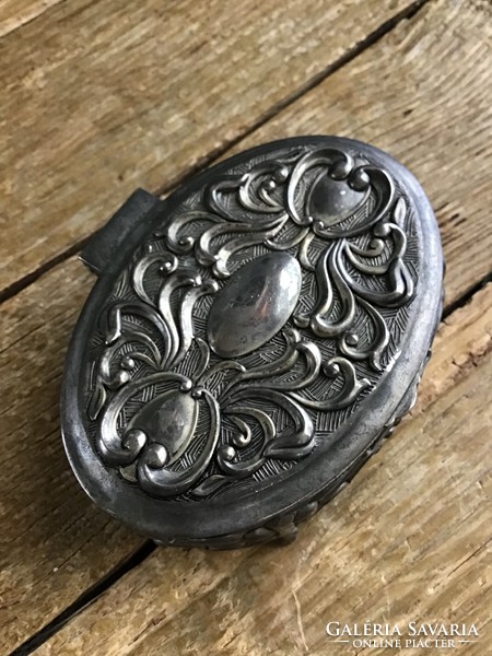 Old silver-plated metal jewelry box