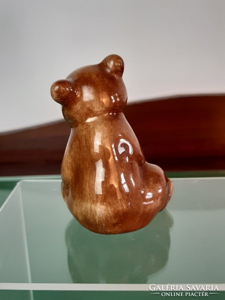Brown teddy bear, ens glazed porcelain,