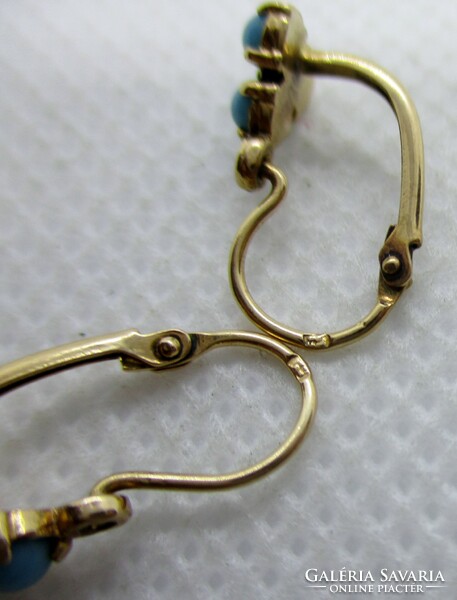 Nice old 14kt gold earrings with turquoise stones