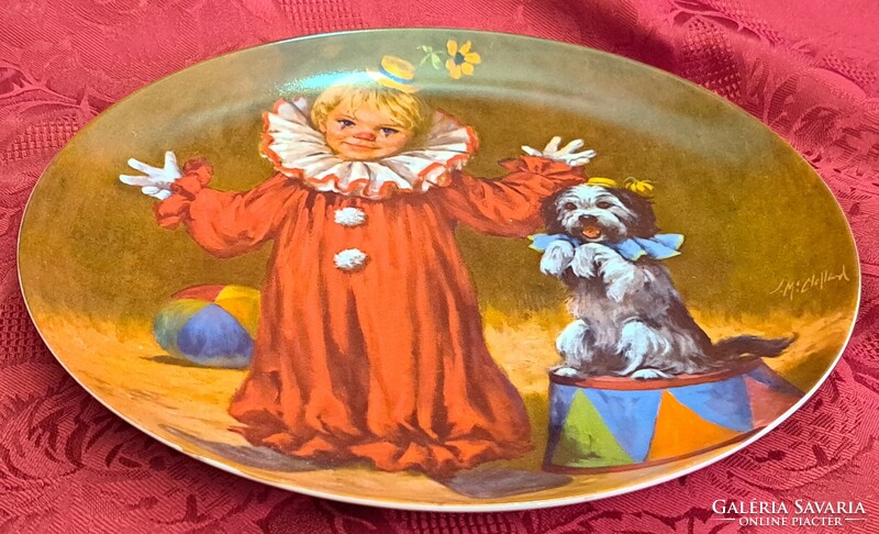 Bohócos dísztányér, porcelán cirkuszos tányér (L4458)