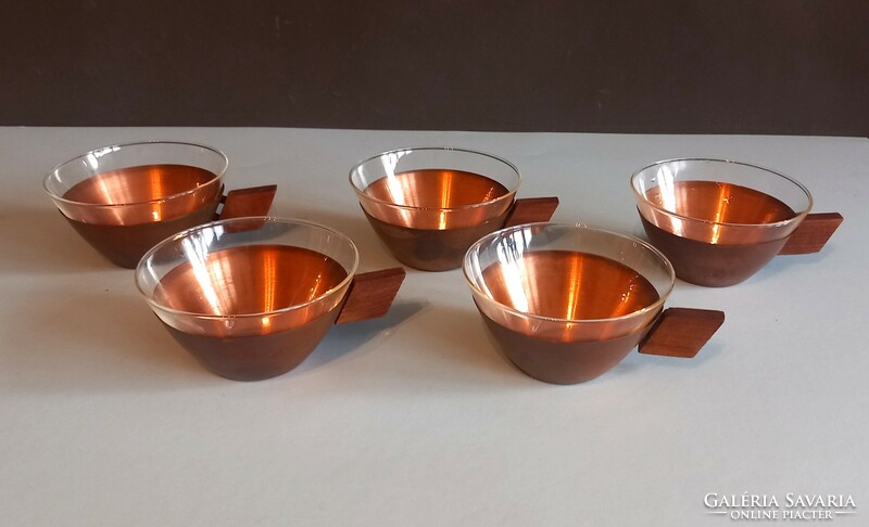 Vintage schott gen mainz copper plot wood glasses negotiable art deco design