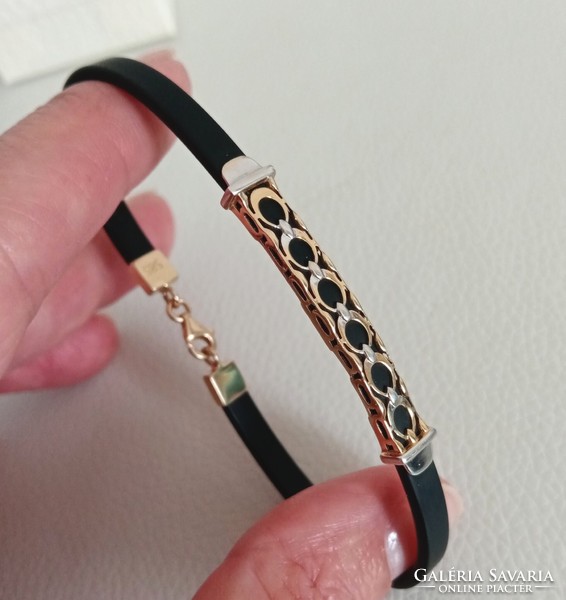 14 carat, women's, yellow-white gold rubber bracelet