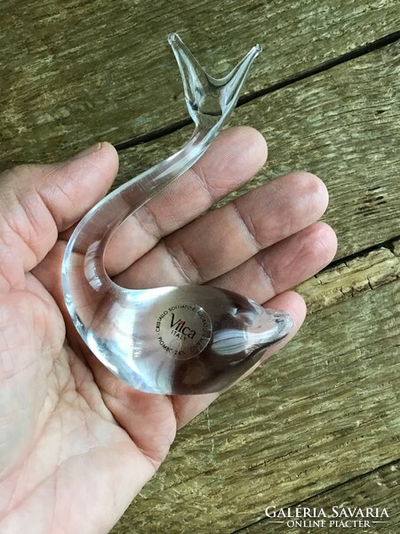 Old Italian vilca glass dolphin paperweight