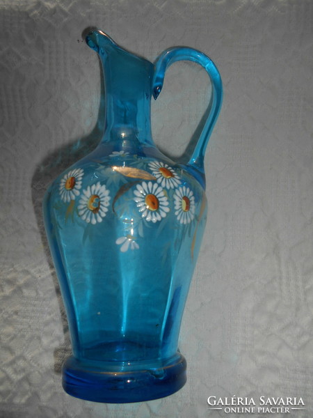Antique enamel painted torn glass decanter