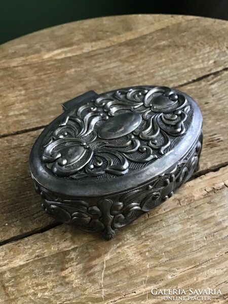 Old silver-plated metal jewelry box