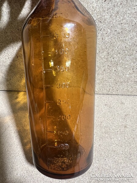 Gyógyszertári üveg, régi, 20 cm-es magasságú. gyűjtőknek, sárga. 4085