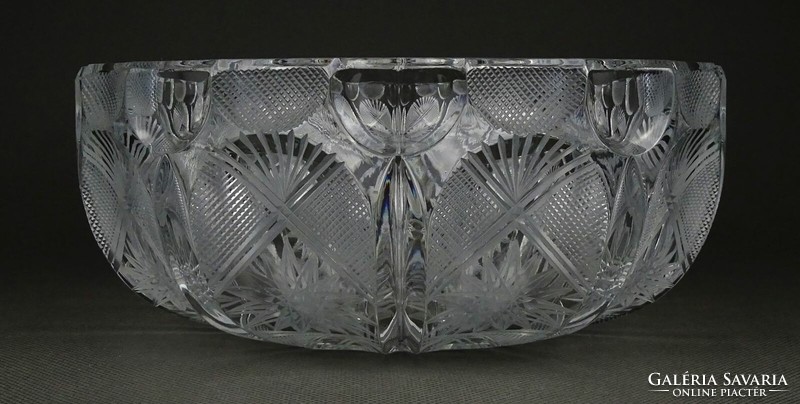 1Q735 Csiszolt üveg asztalközép kínáló tál 8.5 x 20 cm