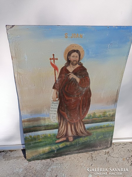 A large icon painted on a Transylvanian metal plate. Around 1820.