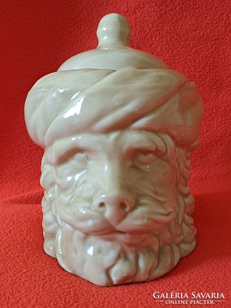 Rare, flawless, cheap! Zsolnay pyrogranite sultan head tobacco holder / bonbonnier