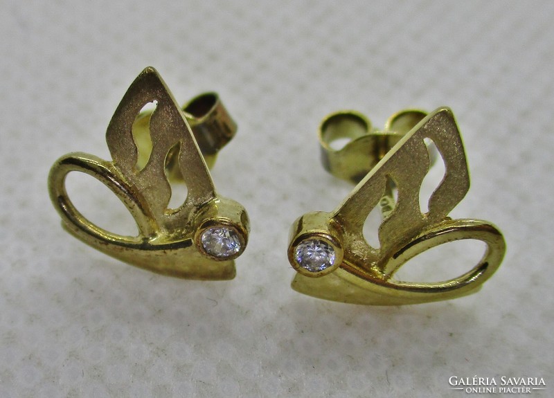 Beautiful old gold earrings with tiny white stones