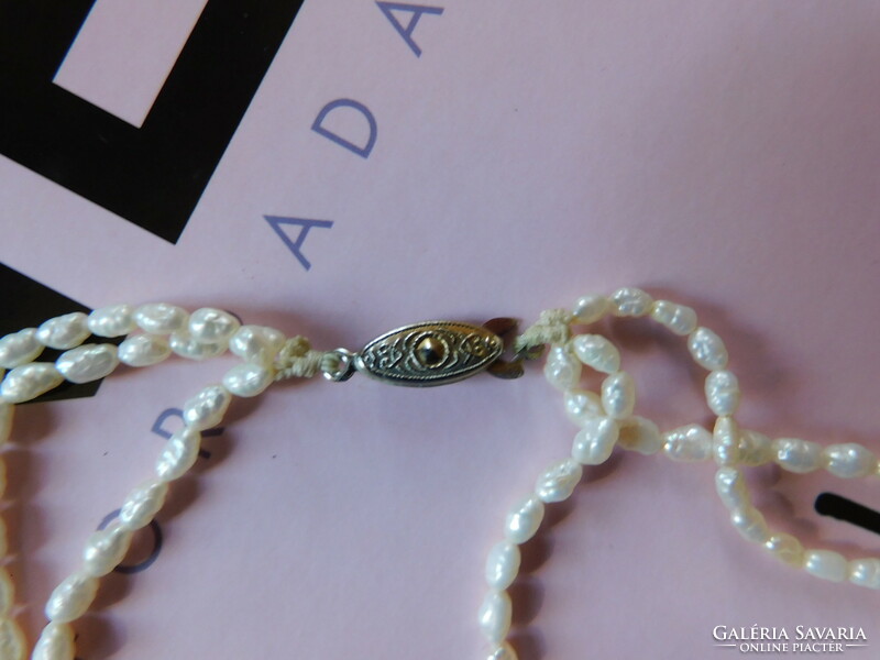 Vintage három soros tenyésztett gyöngy nyaklánc 46 cm