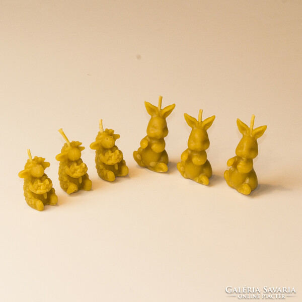 Easter beeswax figurine set: 3 smaller rabbits and 3 smaller lambs
