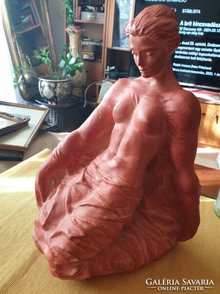 Tóth vali sitting nude female ceramic statue with picture gallery