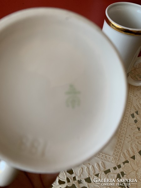 Hollóházi porcelán sörös korsó 14,5 cm