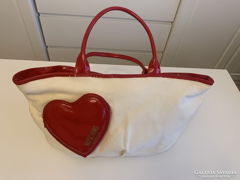 Óriási 55 cm es Moschino eredeti extra dekoratív táska szív szívecske shopper strandtáska
