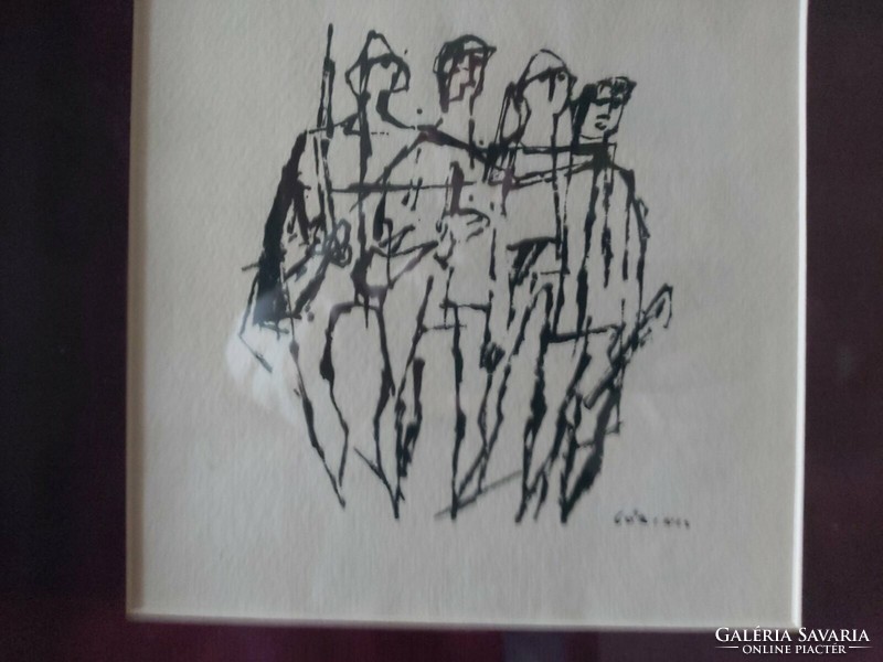 Gyula of Lőrincz for sale, 19x19 cm, signed ink drawing in a frame.