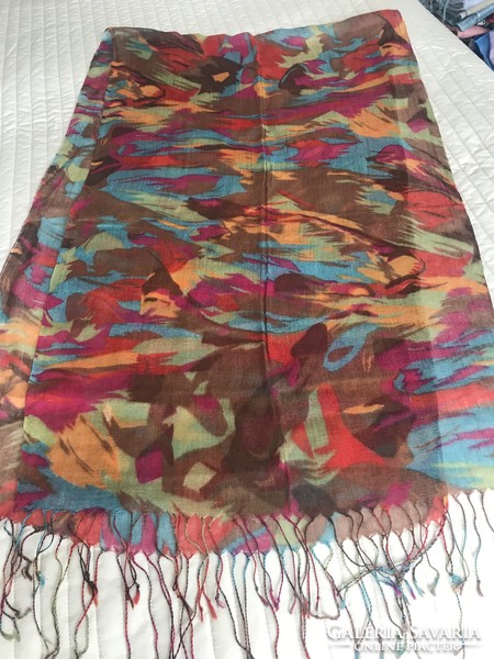 Colorful cotton and viscose mix scarf, 180 x 54 cm
