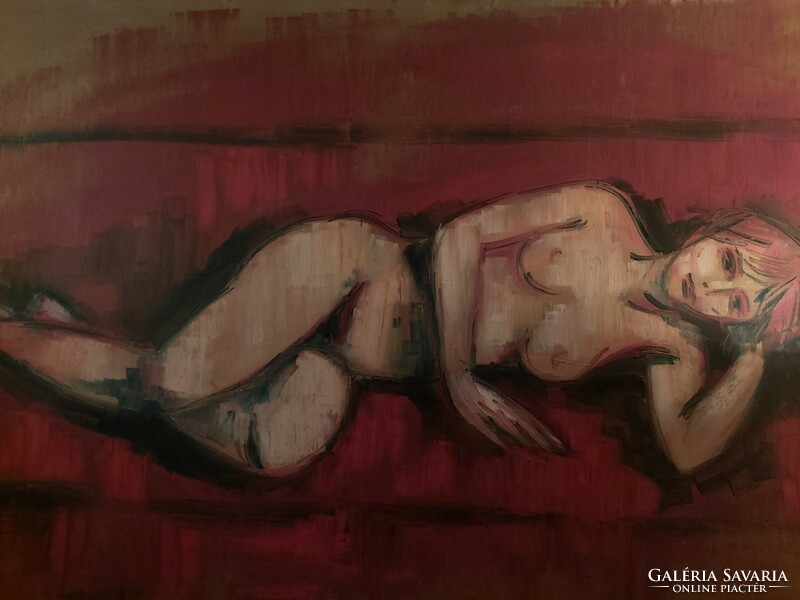 Vincze winning female nude, 120x200 cm, oil on canvas