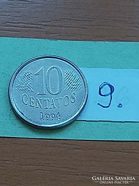Brazil brasil 10 centavo 1994 stainless steel 9