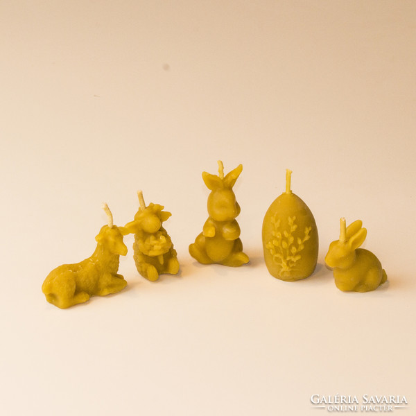 Easter beeswax figurine set: 2 small rabbits, 2 small lambs and 1 lavender egg