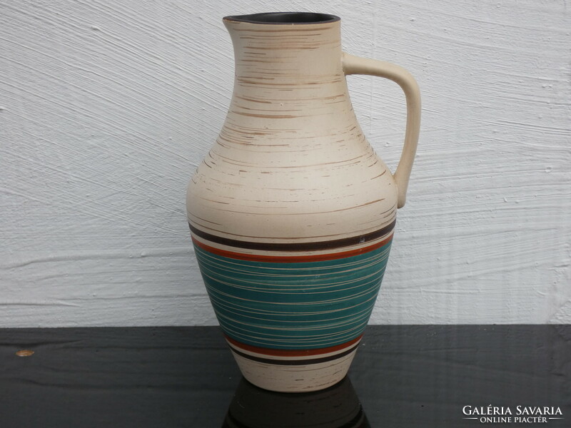Steuler ceramic vase with beige/green decor 4235/0 from the 1960s