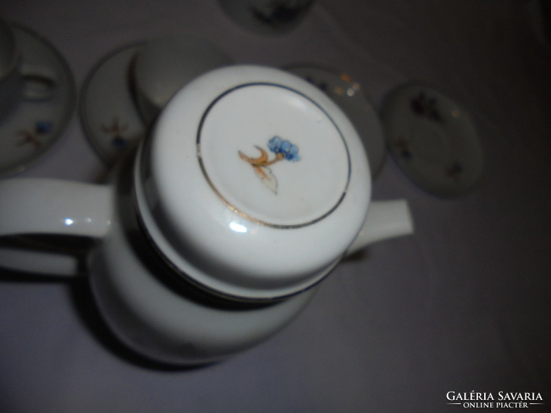 Retro Alföldi porcelán kávéskészlet meglévő darabjai - kancsó, tejkiöntő, cukortartó, csészék, ....