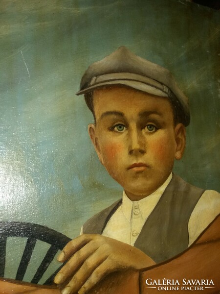 Beautiful painting - portrait of a boy traveling in cordon oil / canvas marked picture without frame according to the pictures