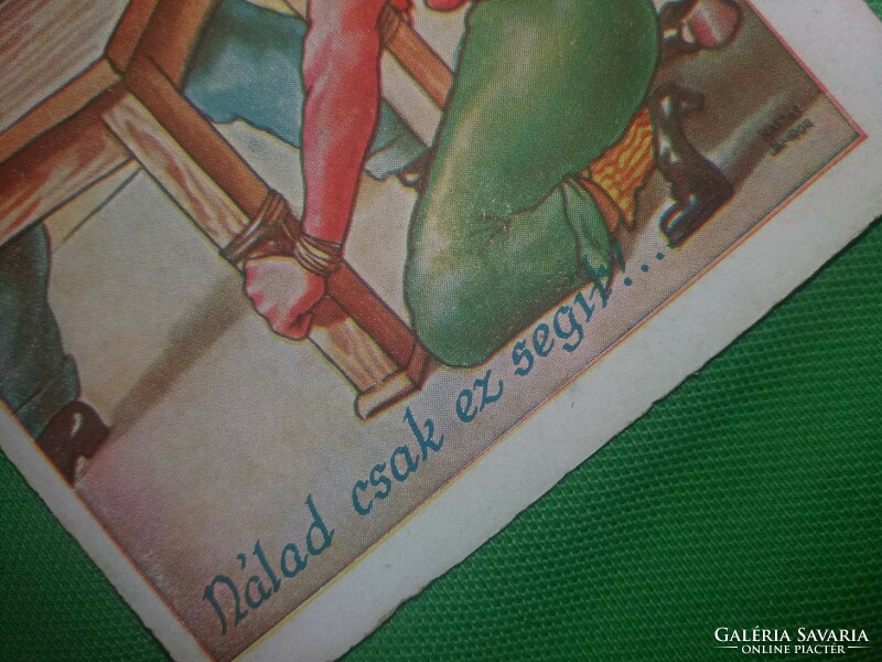 Antik 1920-30. Kaszás Jámbor humoros képeslap :Nálad csak ez segít ! képek szerint Barasits