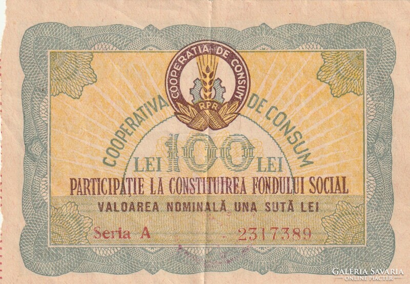 A 100 lei tax stamp from the Transylvania region of Gyorgyo
