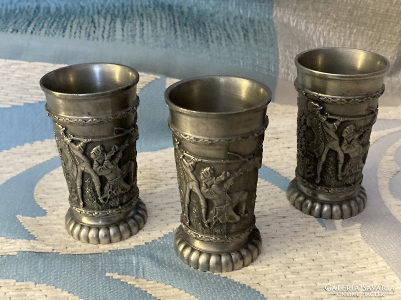 Sks design, richly decorated tin cups (3 pcs.)