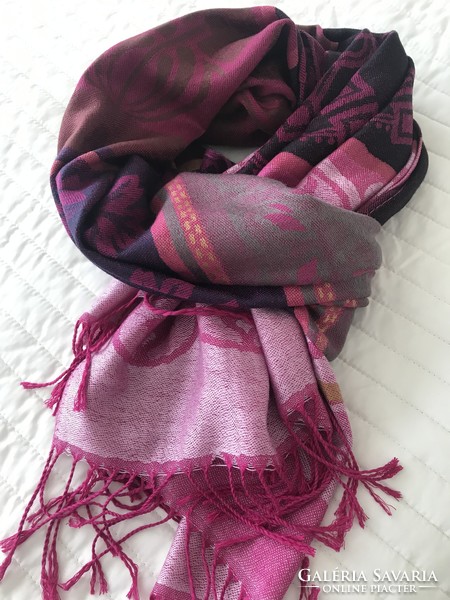 Silk and cotton blend scarf with bright colors, new