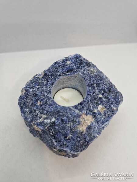 Sodalite mineral candle holder