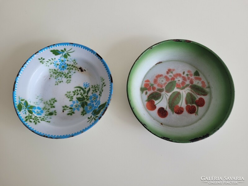 Régi 2 db zománcos tányér WM Weiss Manfréd Csepel zománcozott tányér dekoráció